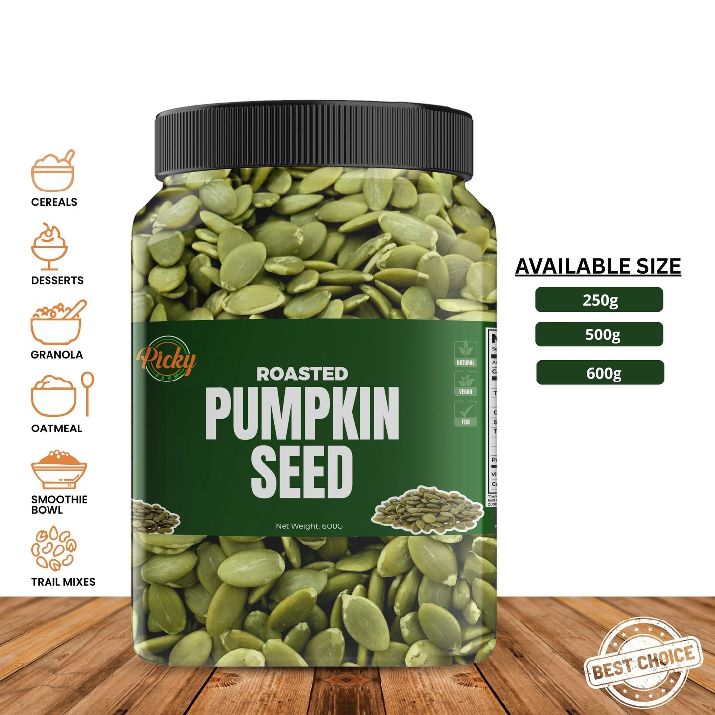 Roasted Pumpkin Seeds | Premium Crunchy Pepitas | Lightly Roasted | Healthy Snack