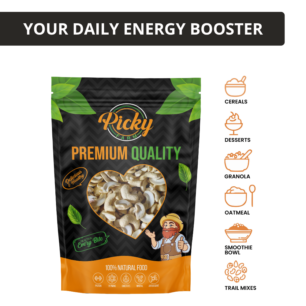Raw Cashew | Premium Cashew Nuts | High Protein 150g / 200g / 500g