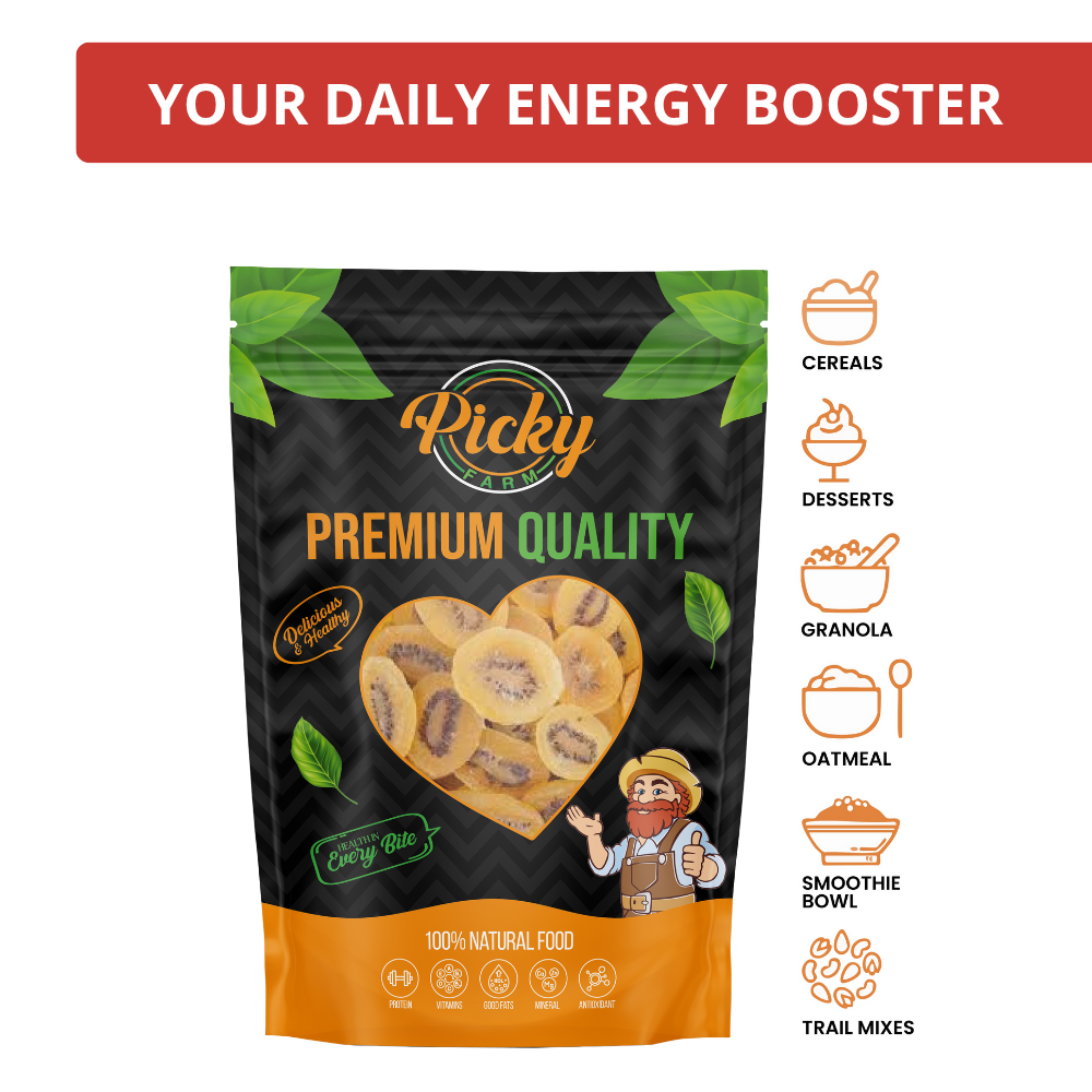 Dried Yellow Kiwi | Premium Sweet–Tart Kiwi Slices | Sweet–Tart Kiwi Slices | 150g / 200g / 500g