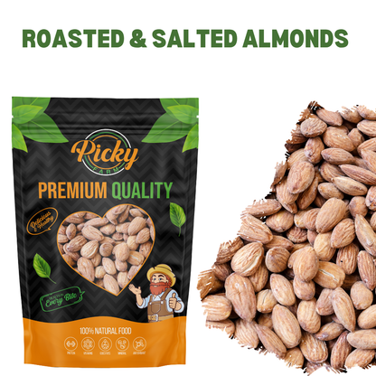 Salted Almond | Premium Roasted Almonds | Crunchy, Fresh & Flavorful Healthy Snack | 150g / 200g / 500g