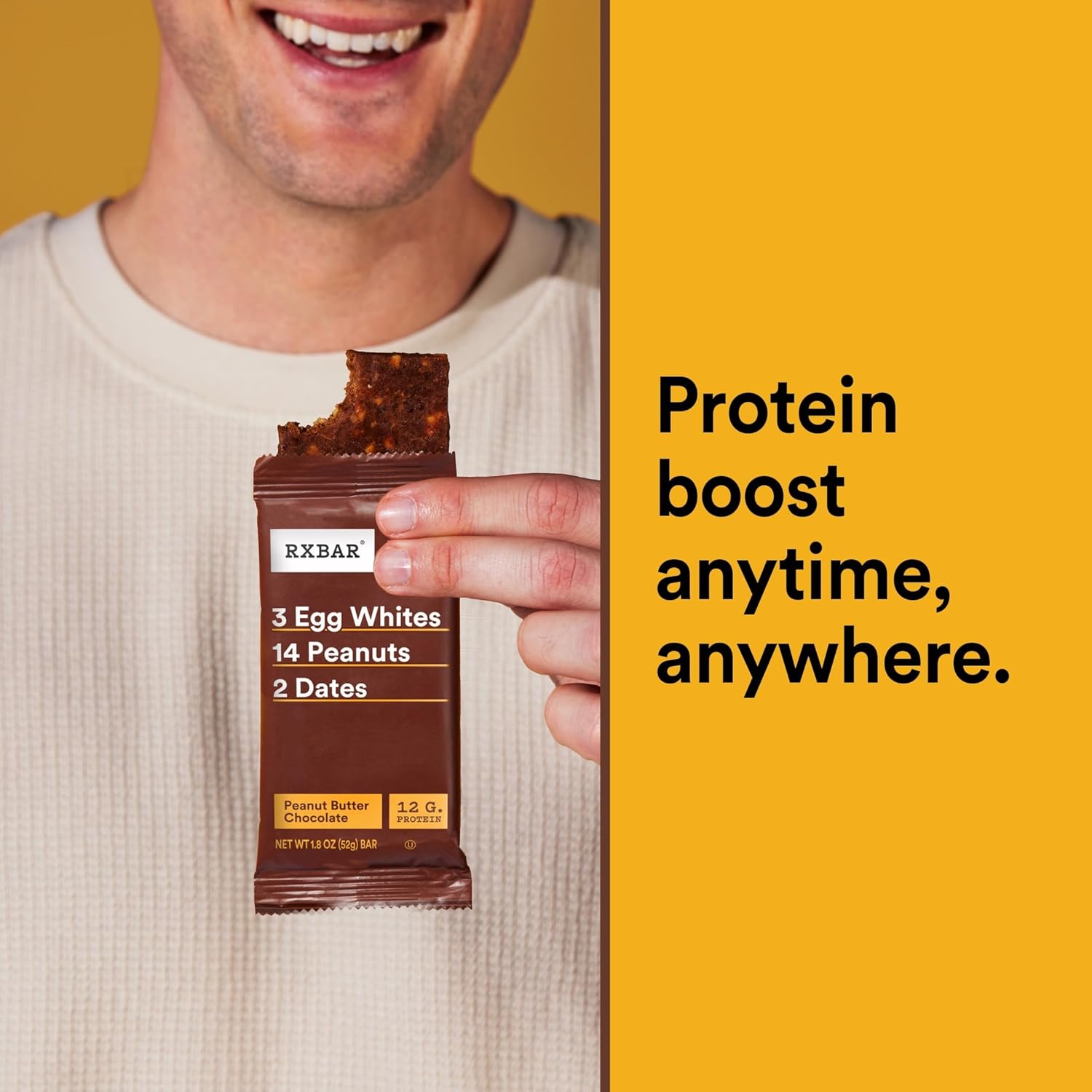 RXBAR Protein Bar 52g – Peanut Butter Chocolate | Clean Ingredient Protein Snack