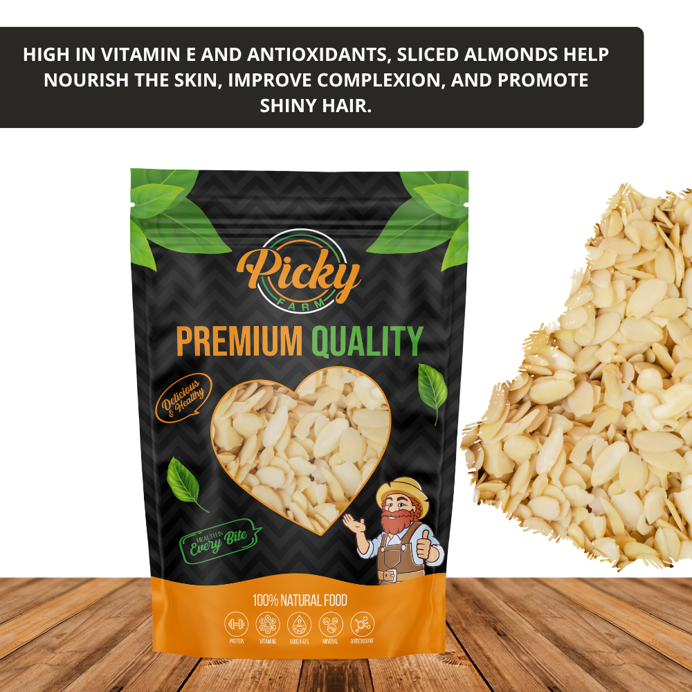Sliced Almond | Premium Thin Almond Slices | Perfect for Baking, Oatmeal, Salads & Desserts | 150g / 200g / 500g