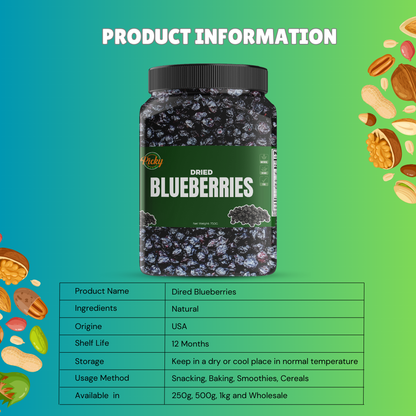 Dried Blueberries | Premium Natural Blueberries, Unsweetened | 250g - 1kg
