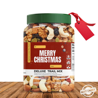 Merry Christmas Gift Jar | Deluxe Trail Mix | Perfect Holiday Premium Gift 500g