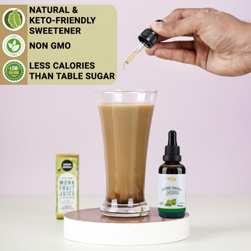 Monk Fruit Sweetener Drops, 30ml | 100% Natural Liquid Sweetener with Zero Calories