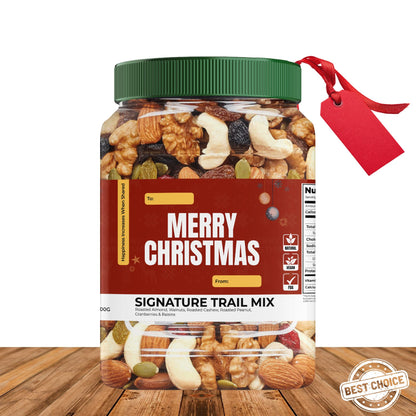 Christmas Edition Signature Trail Mix | 500g Premium Nuts & Fruits | Ready Gift Jar