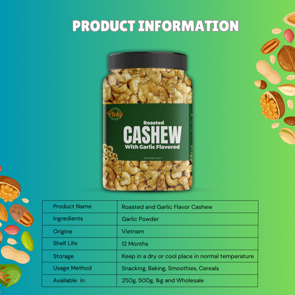 Roasted Cashew Nuts Splits, Roasted Cashew with Garlic Seasoning 250g - 650g | Premium Quality