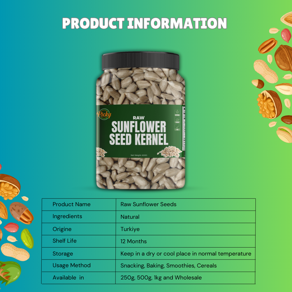 Raw Sunflower Seed Kernels | Premium Quality, Unsalted | For Snacking, Baking, Oatmeal & Smoothies | 500g - 1kg