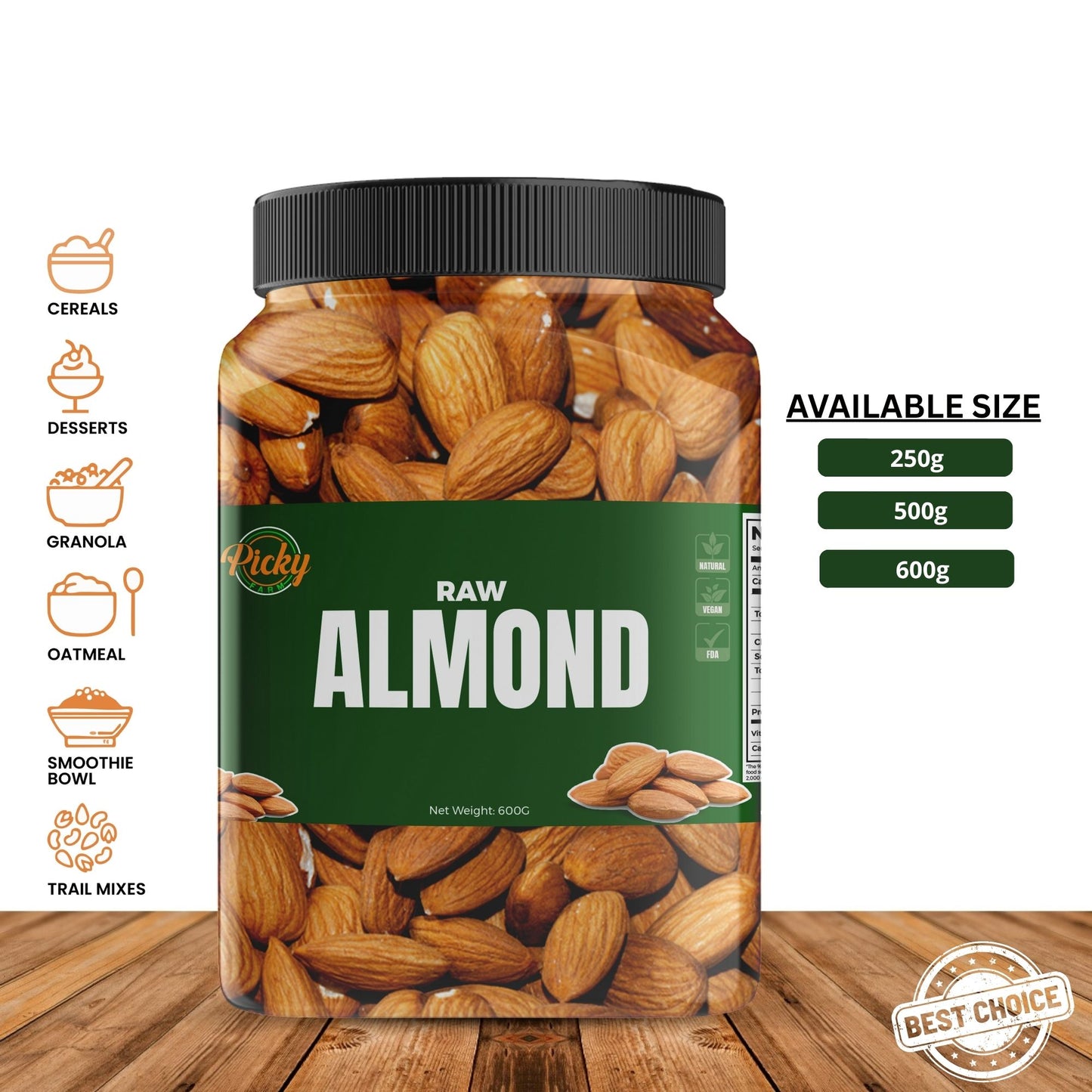 Raw Almond | Premium Whole Almonds