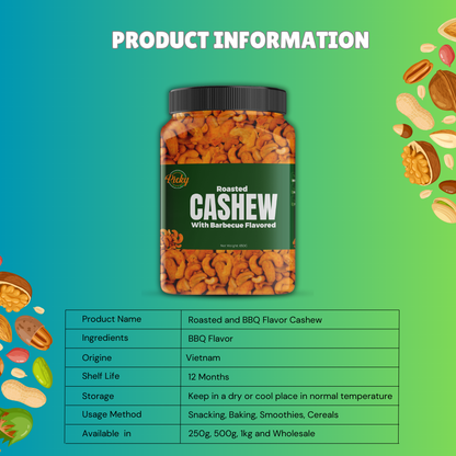 Roasted Cashew Nuts Splits, Barbecue/BBQ Flavored Cashew 250g - 650g | Premium Quality