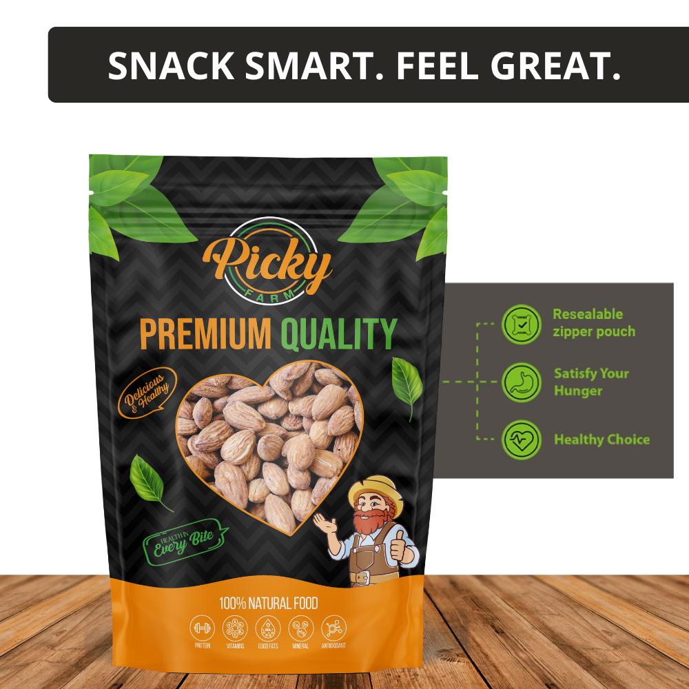 Salted Almond | Premium Roasted Almonds | Crunchy, Fresh & Flavorful Healthy Snack | 150g / 200g / 500g