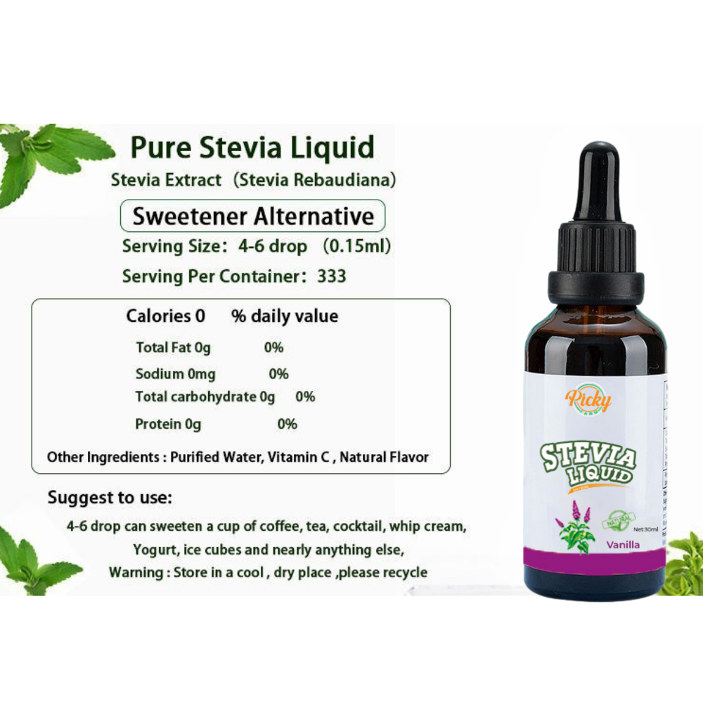 Stevia Sweetener, Vanilla Flavored Stevia Drops, 30ml | Natural Liquid Sweetener with Zero Calories