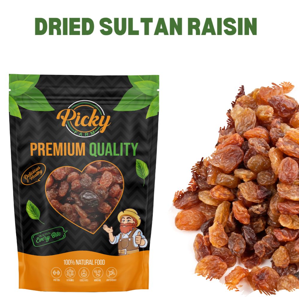 Dried Sultan Raisins | Premium Soft & Sweet Golden Raisins | 150g / 200g / 500g