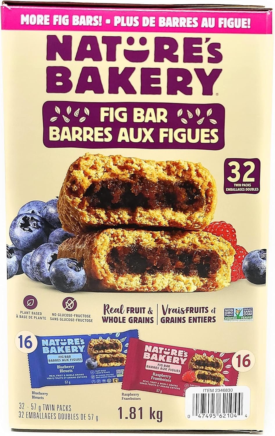 Nature’s Bakery Fig Bar Raspberry 57g – Real Fruit & Whole Grains | Energy Bar | Plant-Based Snack