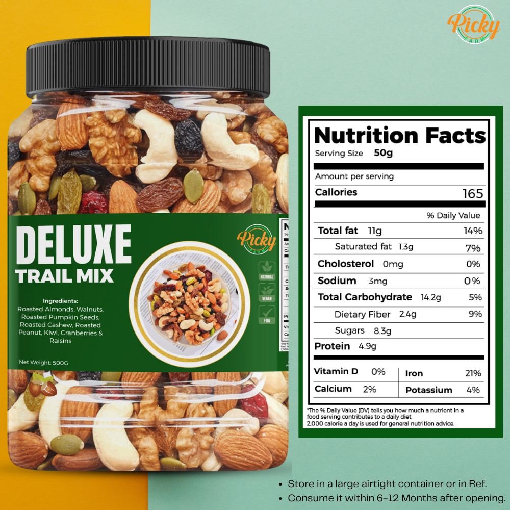 Deluxe Trail Mix Dried Fruits and Nuts