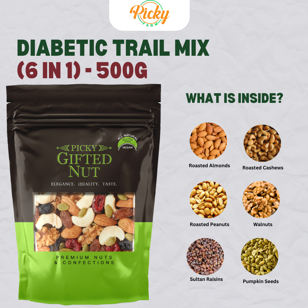 Diabetic Trail Mix Nuts | 6 in 1 Trail Mix Nuts 250g - 500g