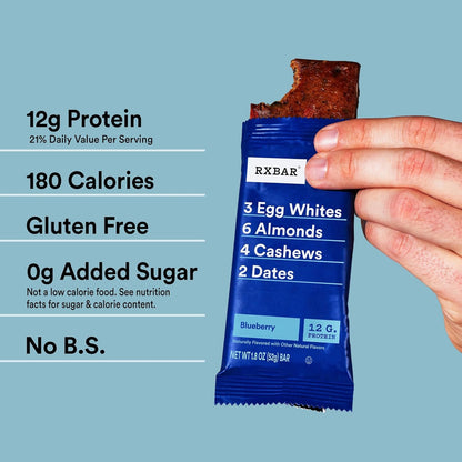 RXBAR Protein Bar 52g – Blueberry Flavor | Clean Ingredient Protein Snack | High Protein Energy Bar