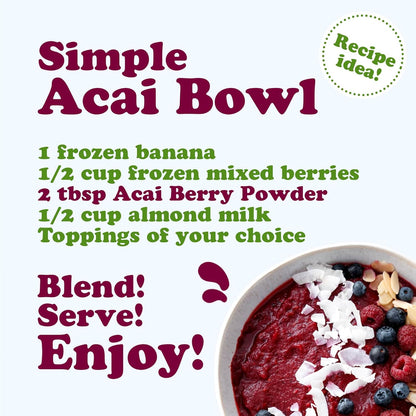 Acai Berry Powder | Rich Berry Flavor | Perfect for Smoothies, Drinks & Bowls