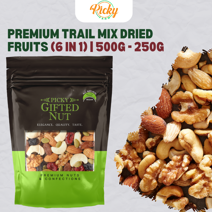 Premium Trail Mix Dried Fruits & Nuts 250g - 500g – pickyfarm