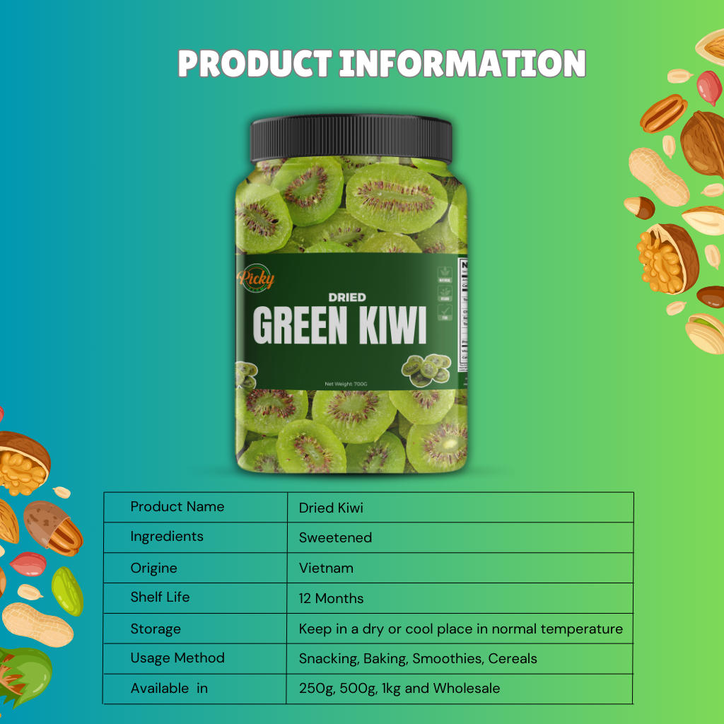 Dried Green Kiwi, Premium Kiwi, Good For Snack, Cereals & Shoothies 150g - 700g