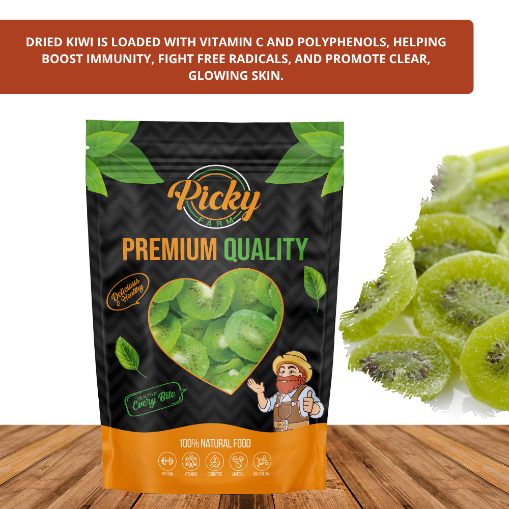 Dried Green Kiwi | Premium Sweet–Tart Kiwi Slices | Sweet–Tart Kiwi Slices