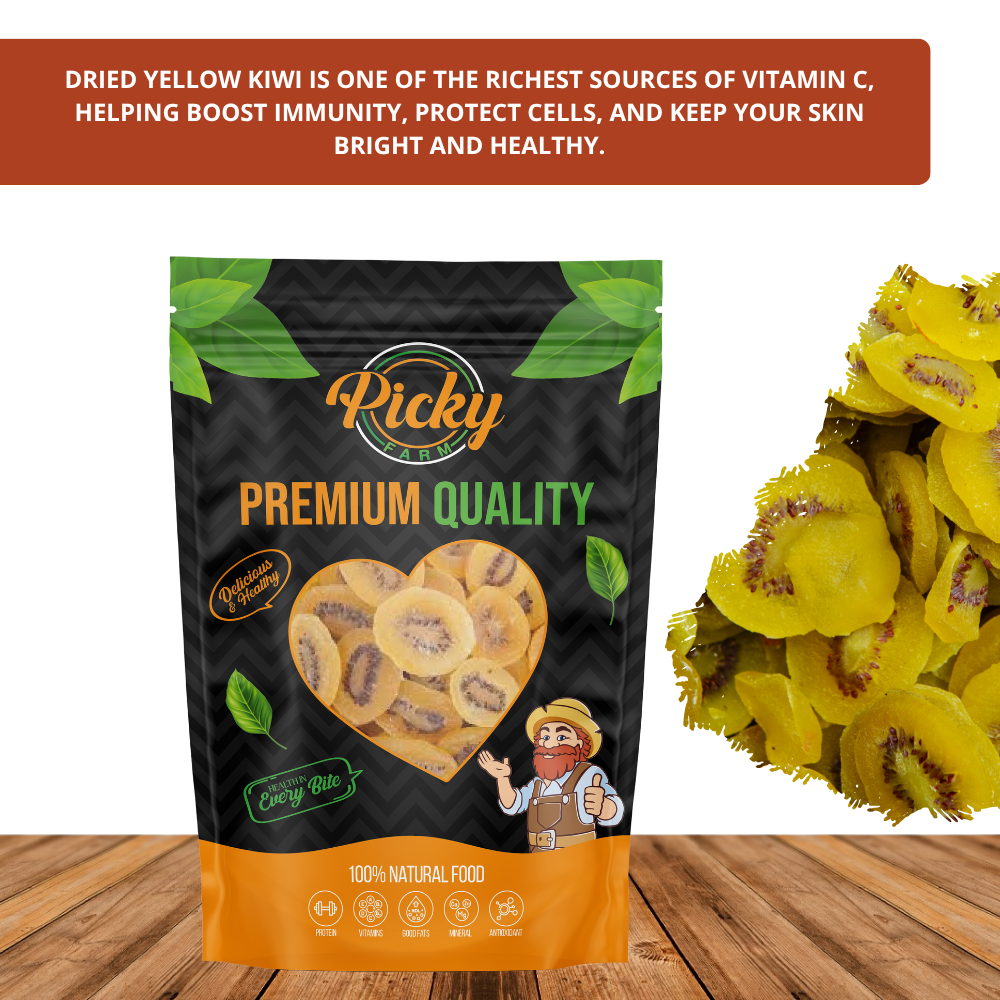 Dried Yellow Kiwi | Premium Sweet–Tart Kiwi Slices | Sweet–Tart Kiwi Slices | 150g / 200g / 500g
