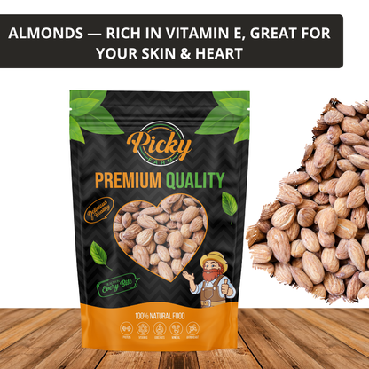 Salted Almond | Premium Roasted Almonds | Crunchy, Fresh & Flavorful Healthy Snack | 150g / 200g / 500g