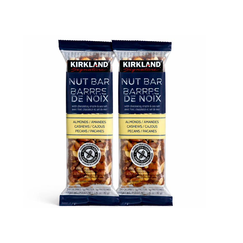 Kirkland Signature Nut Bar 40g – Almonds, Cashews & Pecans | Preotein Chocolate Drizzle & Sea Salt