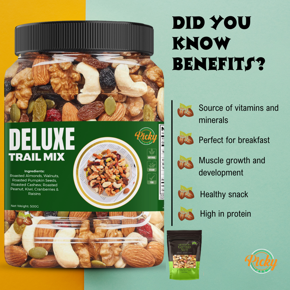 Deluxe Trail Mix Dried Fruits and Nuts