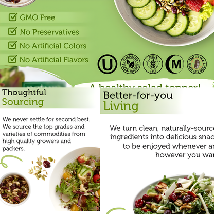 Salad Topper Crunch - Salad Toppings, Salad Mix, Salad Toppers Seeds and Cranberries, Crunchy, Mixed Seeds for Salad, Oatmeal or Yogurt, Natural, Gluten Free 500g