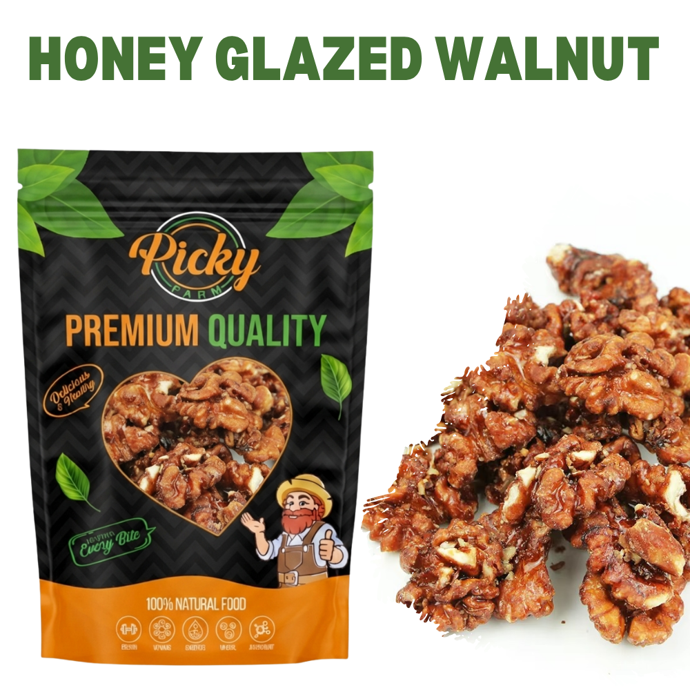Honey-Coated Walnut | Premium Walnut Halves with Natural Honey Glaze | 150g / 200g / 500g