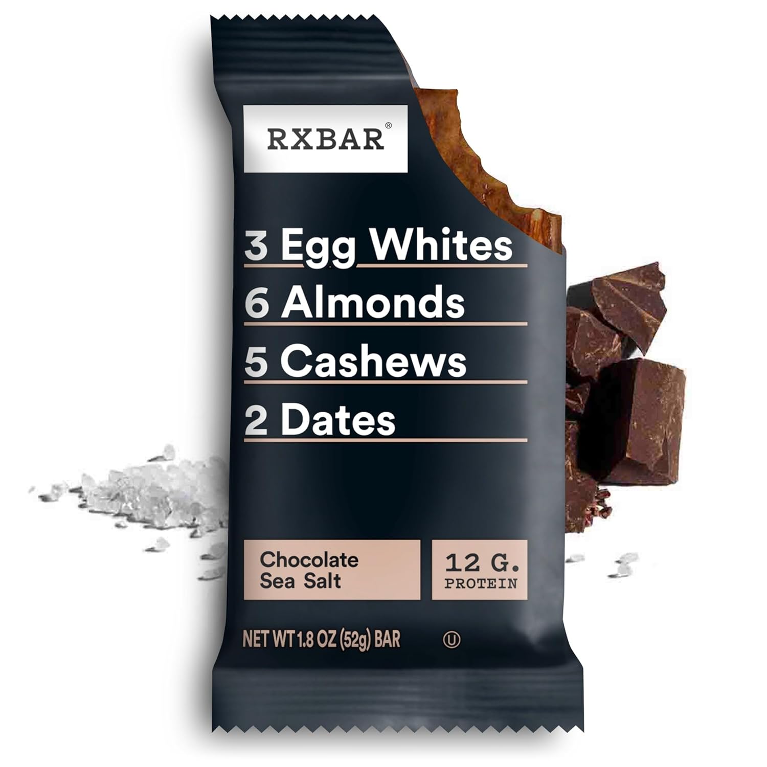 RXBAR Protein Bar 52g – Chocolate Sea Salt | Clean Ingredient Protein Snack | Protein Bar