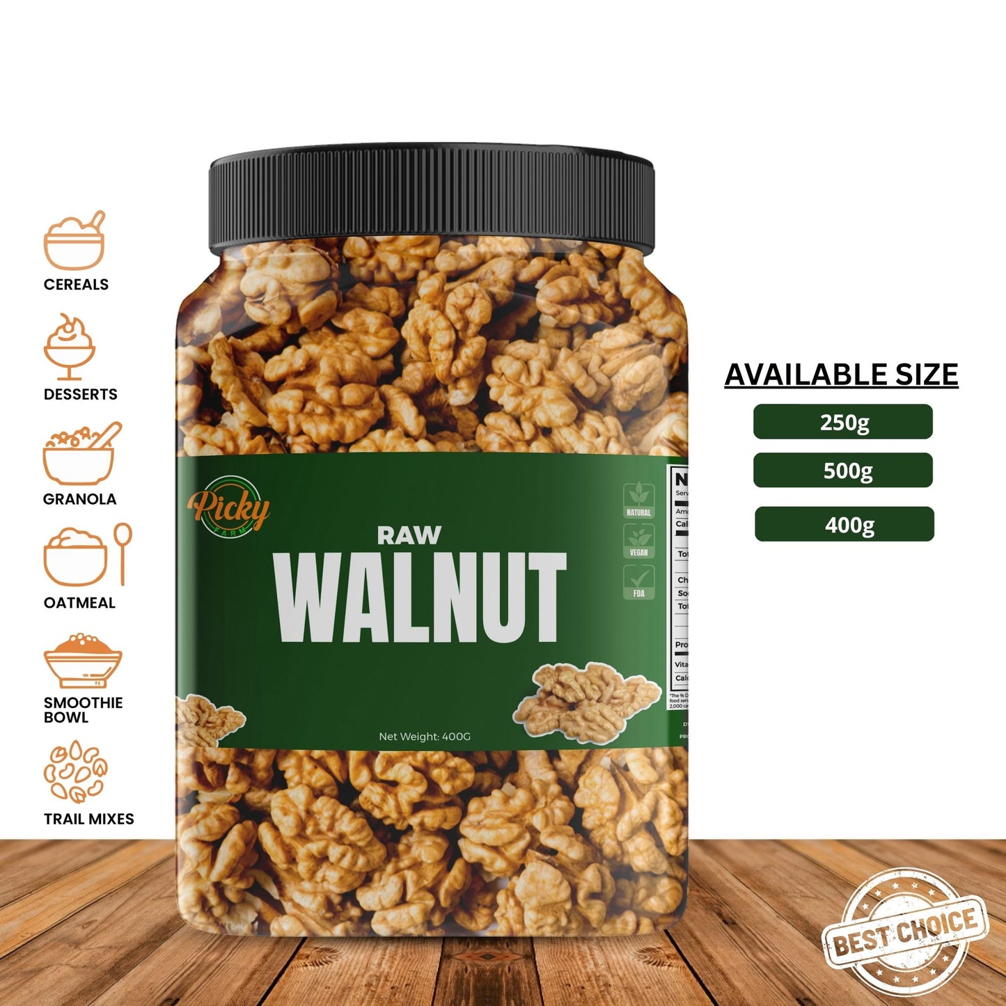 Raw Walnut | Premium Walnut Kernels | Protein & Fiber | Healthy Snack & Baking Ingredient